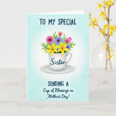 Teacup Mothers Day Blessings Card カード (黄色い花)