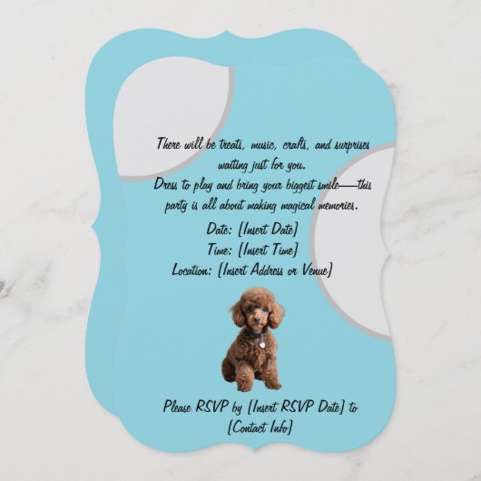 Teacup Poodle Baby Party Invitation (正面/裏面)