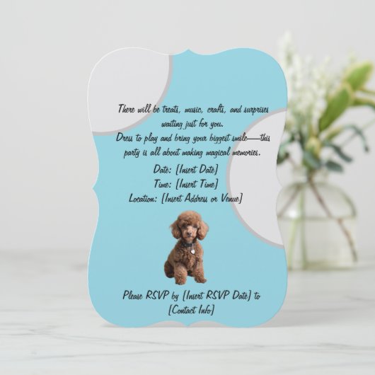 Teacup Poodle Baby Party Invitation (スタンド正面)