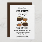 Teacup Teapot Its My Cup of Tea Party 招待状 (正面/裏面)