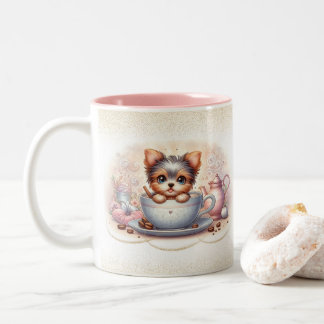  Teacup Yorkie Coffee Lover ツートーンマグカップ