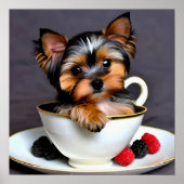 Teacup Yorkie Puppy in a Teacup Poster ポスター (正面)