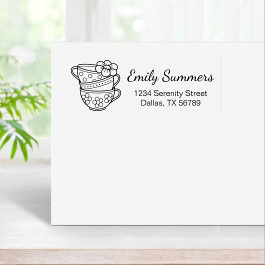 Teacupsアドレスのスタック ラバースタンプ