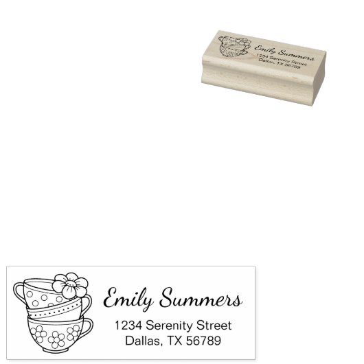 Teacupsアドレスのスタック ラバースタンプ (押印)