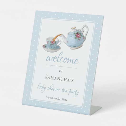 Teacups赤エレガントちゃんシャワー茶パーティーへようこそ 台座サイン (正面)