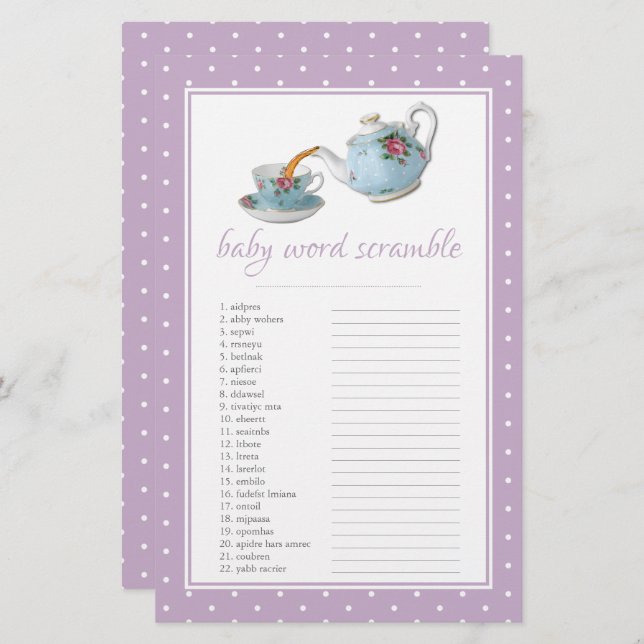 Teacups赤エレガントちゃんシャワー茶パーティー単語スクリ可能 (正面/裏面)