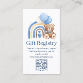teady bear baby Shower gift registry qr code  エンクロージャーカード