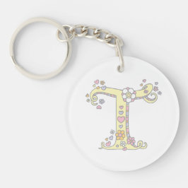 Teaganのモノグラムの手紙Tの名前および意味キーホルダー キーホルダー