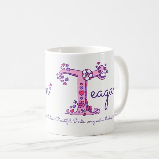 Teaganの手紙Tの一流の意味落書きの芸術のマグ コーヒーマグカップ (正面右)