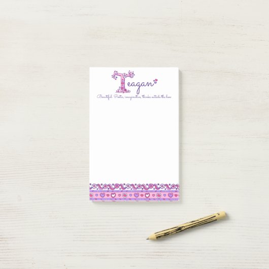 Teagan Tパーソナライズされたの名前はノートを投稿することを意味する ポストイット (デスク上)