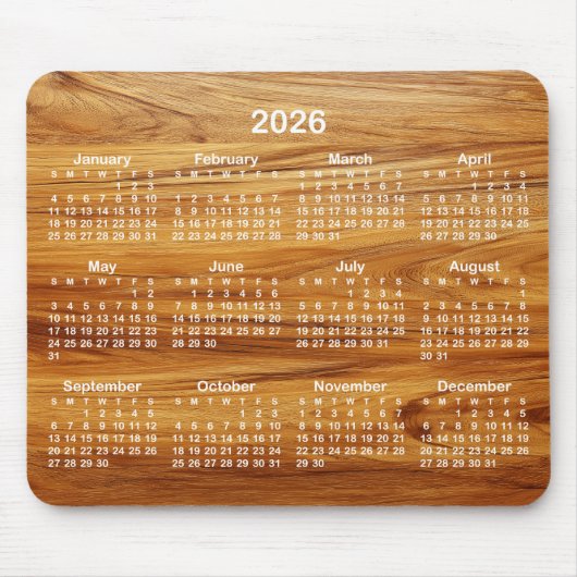 Teak and White 2026 Calendar マウスパッド (正面)