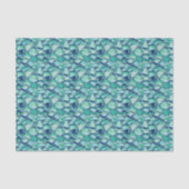 Teal Abstract Mosaic Sea Glass Faux Texture 薄葉紙 (正面)