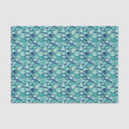 Teal Abstract Mosaic Sea Glass Faux Texture 薄葉紙