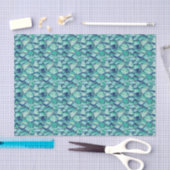 Teal Abstract Mosaic Sea Glass Faux Texture 薄葉紙 (クラフト)