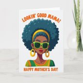 Teal Afro Mothers Day Card カード (正面)
