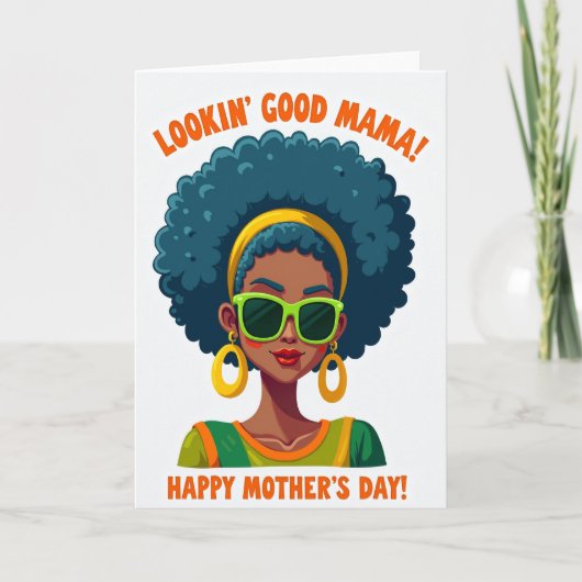 Teal Afro Mothers Day Card カード (正面)
