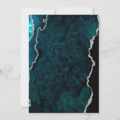 Teal Agate Silver Script Wedding Save the Date 招待状 (裏面)