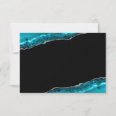 Teal Agate Silver Wedding RSVP Card (裏面)