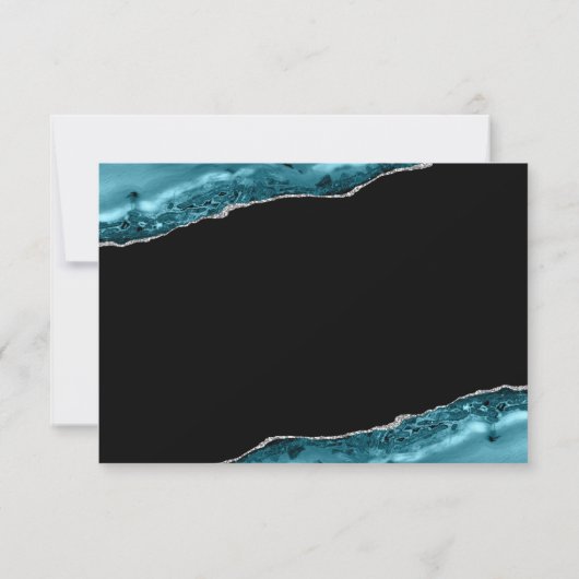 Teal Agate Silver Wedding RSVP Card (裏面)