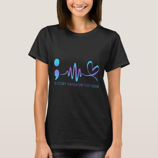 Teal &amp; Purple Semicolon Suicide Prevention Awa Tシャツ (正面)