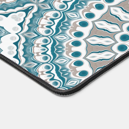 Teal and Beige Abstract Mandala Pattern デスクマット (コーナー)