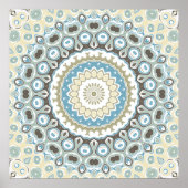 Teal and Beige Mandala Pattern with Earth Tones ポスター (正面)