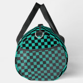 Teal and Black Checkerboard Pattern Monogram ダッフルバッグ (右)