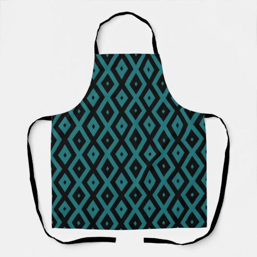 Teal and black diamond pattern エプロン (正面)