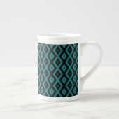 Teal and black diamond pattern ボーンチャイナマグカップ (右)