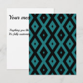 Teal and black diamond pattern 出欠カード (正面/裏面)