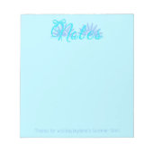 Teal And Blue Bow With Sunburst ノートパッド (正面)