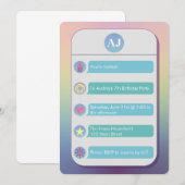 Teal and Blue Cell Phone Kid's Birthday Party 招待状 (正面/裏面)