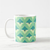 Teal and Blue Geometric Pattern Monogram コーヒーマグカップ (左)