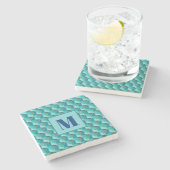 Teal and Blue Initial Stone Coaster ストーンコースター (横)