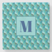 Teal and Blue Initial Stone Coaster ストーンコースター (正面)