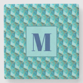 Teal and Blue Initial Stone Coaster ストーンコースター