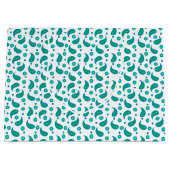 Teal and Blue Paisley Floral Pattern ラージペーパーバッグ (正面)