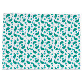 Teal and Blue Paisley Floral Pattern ラージペーパーバッグ (裏面)