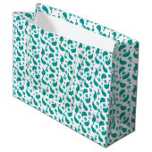 Teal and Blue Paisley Floral Pattern ラージペーパーバッグ (正面アングル)