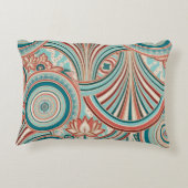 Teal and Coral Nouveau Flow アクセントクッション (裏面)