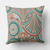 Teal and Coral Nouveau Flow クッション (裏面)