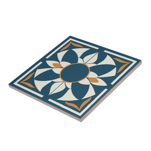 Teal and Cream Azulejo Mandala タイル (側面)