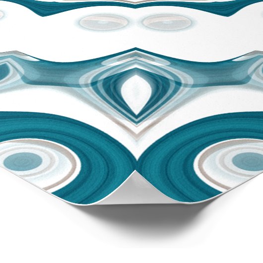 Teal and Cream Radiant Mandala Design ポスター (角)