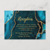 Teal and Gold Agate Wedding Reception エンクロージャーカード (正面)