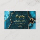 Teal and Gold Agate Wedding Registry エンクロージャーカード (正面)