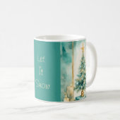 Teal and Gold Elegant Christmas Tree with Candles コーヒーマグカップ (正面右)