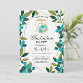 Teal and Gold Floral RN Graduation Invitation | Nu 招待状 (スタンド正面)