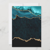 Teal and Gold Glitter Agate & Marble Wedding サンキューカード (裏面)