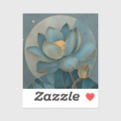 Teal and Gold Lotus Flower Geometric Line Art Zen シール (シート)
