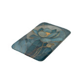 Teal and Gold Lotus Flower Geometric Line Art Zen バスマット (アングル)